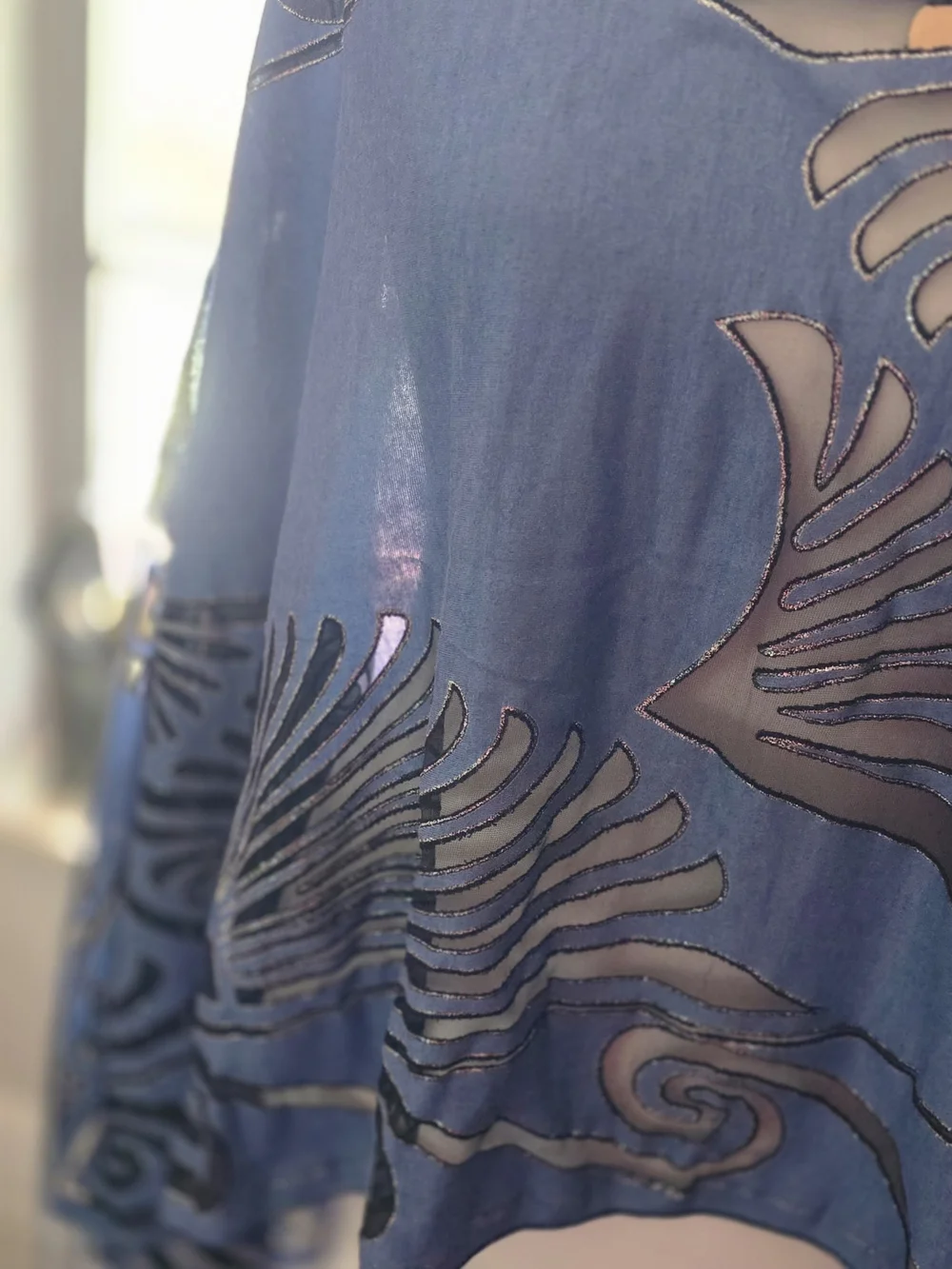 Elegant Navy Blue Fringe Wrap Scarf